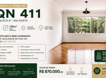 Apartamento de 4 quartos, Brasília · SQN 411 ASA NORTE | 4 QUARTOS + DCE | 139M²| VAZADO |PERPENDICULAR NASCENTE | REFORMADO | R$ 870 MIL