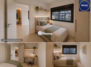 Sugestão de decoração por IA - mobilia e piso não inclusos. · Apartamento de 1 quarto e 1 vaga de garagem no GO CARLOS GOMES