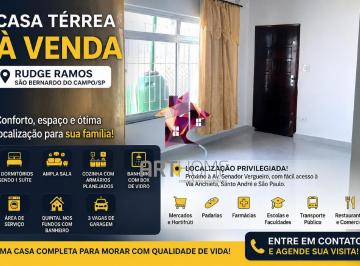 Casa · 129m² · 3 Quartos · 2 Vagas · Casa à venda, 129 m² por R$ 1.100.000,00 - Rudge Ramos - São Bernardo do Campo/SP