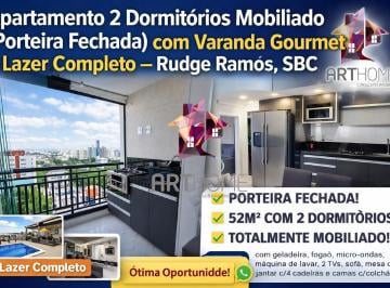 Apartamento · 52m² · 2 Quartos · 1 Vaga · Apartamento 2 Dormitórios Mobiliado (Porteira Fechada) com Varanda Gourmet e Lazer Completo – Rudge 