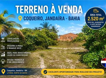 Terreno · 2520m² · Terreno à venda no Povoado de Coqueiro, Jandaíra/BA - Próximo a Mangue Seco - 2.520m² - R$ 298.000
