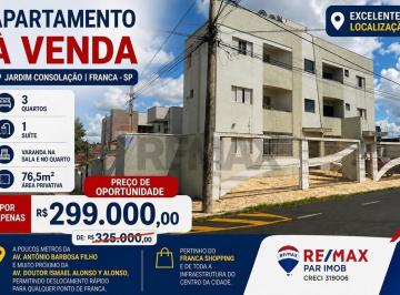 Apartamento · 76m² · 3 Quartos · 2 Vagas · Apartamento com 3 quartos, 1 suíte, 76,5m2, varanda na sala e no quarto no Jardim Consolação - Franc