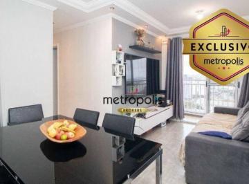 Sala de Jantar · Apartamento com 3 dormitórios e 2 vagas à venda, 58 m² por R$ 450.000 - Vila Homero Thon - Santo And
