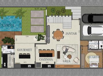 Planta 1º pavimento · Casa de 4 quartos à venda no Condomínio PQ Residence em Juiz de Fora/MG.