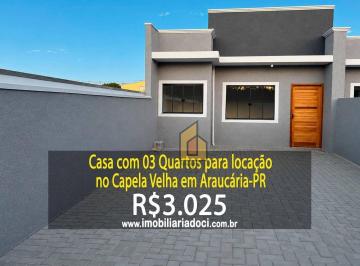 fba1f918f7a35e8fd8411e2f6cccb178e6911927 · Casa com 03 Quartos no Capela Velha em Araucária-PR - Locação por R$3.025,00