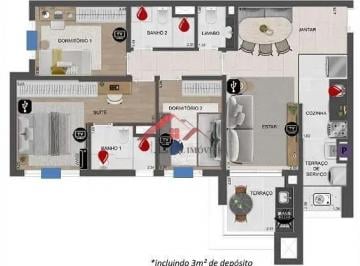 Apartamento · 89m² · 3 Quartos · 2 Vagas · Apartamento para venda em Fundação de 89.00m² com 3 Quartos, 1 Suite e 2 Garagens
