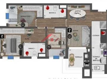 Apartamento · 76m² · 3 Quartos · 1 Vaga · Apartamento para venda em Fundação de 76.00m² com 3 Quartos, 1 Suite e 1 Garagem