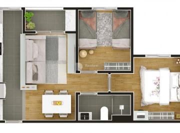 Apartamento · 48m² · 2 Quartos · 1 Vaga · Apartamento à venda em São José dos Campos, Jardim das Paineiras I, com 2 quartos, com 48 m²