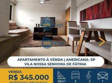 Apartamento · 58m² · 2 Quartos · Apartamento venda porteira fechada em Americana/SP 2 dormitórios, sendo 1 su...