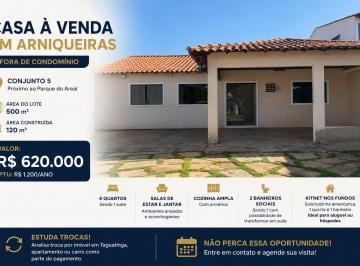Casa de 4 quartos, Águas Claras · Casa à Venda em Arniqueiras | 4 Quartos, Lote 500m², Kitnet, Fora de Condomínio e Aceita Troca