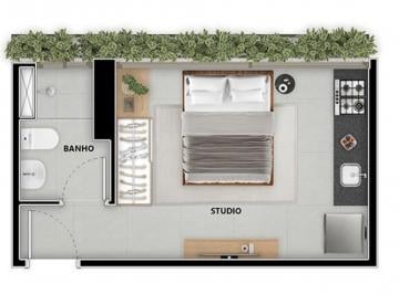 Planta 01 - 1 dorm 23,38m² - studio · Studio em Moema São Paulo SP