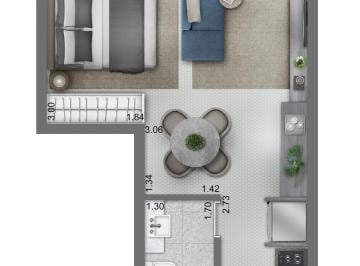 Planta 01 - 1 dorm 32m² - studio · Studio em Vila Olímpia São Paulo SP