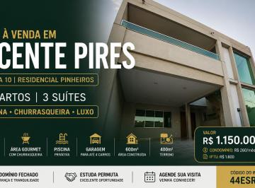 Casa de 5 quartos, Vicente Pires · Casa à Venda em Vicente Pires Rua 10 | 5 Quartos | 3 Suítes | Piscina | Churrasqueira | 600m²