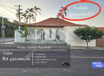Casa · 173m² · 3 Quartos · 1 Vaga · Casa Residencial | Jardim Nazareth