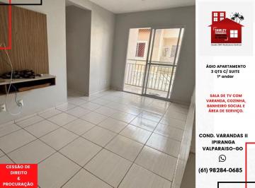 Apartamento de 3 quartos, Valparaíso de Goiás · ÁGIO APART 3 QTS C/SUITE COND. VARANDAS II IPIRANGA VALPARAISO-GO