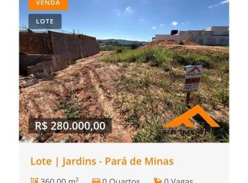 Terreno , Pará de Minas · LOTE BAIRRO JARDINS ATRAS DA PAVEPE