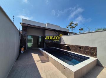 Casa · 85m² · 3 Quartos · 4 Vagas · CASA NOVA COM PISCINA À VENDA EM MONGAGUÁ SP, 3 DORMITÓRIOS, SUÍTE, ÁREA GOURMET E EXCELENTE ACABAME