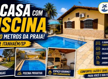 Casa de 3 quartos, Itanhaém · Casa com Piscina à Venda a Apenas 300 Metros da Praia em Itanhaém!