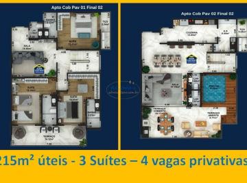 Apartamento · 214m² · 3 Quartos · 4 Vagas · Cobertura em Aviação - Praia Grande, SP
