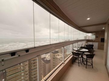 Apartamento · 136m² · 3 Quartos · 2 Vagas · Apartamento 3 suítes com vista do mar na Aviação (Praia Grande) – Mobiliado, varanda gourmet e 2 vag