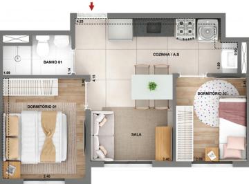 Planta 01 - 2 dorm 32,01m² · Apartamento em Jardim Caravelas São Paulo SP