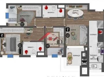 Apartamento · 76m² · 3 Quartos · 1 Vaga · Apartamento para venda em Fundação de 76.00m² com 3 Quartos, 1 Suite e 1 Garagem
