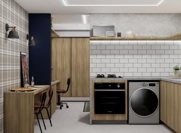 Cozinha Vista 1 · Studio Premium com Cozinha Completa e Home Office na Rua 37 Sul