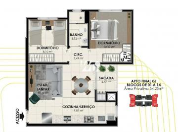 Apartamento · 54m² · 2 Quartos · 1 Vaga · Apartamento 02 dormitórios Garden Club II