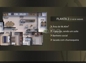 Apartamento · 96m² · 3 Quartos · 1 Vaga · Apartamento 3 dormitorios no passeio Pedra Branca