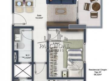 Apartamento · 57m² · 2 Quartos · 1 Vaga · APARTAMENTO À VENDA OU LOCAÇÃO – BOQUEIRÃO – PRAIA GRANDE/SP