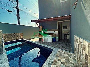Casa · 70m² · 2 Quartos · 2 Vagas · Sobrado com piscina no bairro Jussara, Mongaguá!