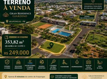Terreno , Arapongas · Terreno Esquina / Cond Gran Residence / 353,82m / Quitado