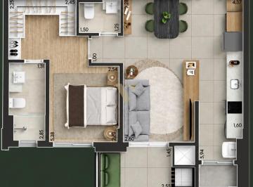 Apartamento · 59m² · 1 Quarto · 1 Vaga · Apartamento na planta com 59m², face norte e planta esgotada pela construtora