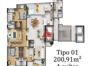 Apartamento · 200m² · 4 Quartos · 3 Vagas · Apartamento para venda em Centro de 200.00m² com 4 Quartos, 4 Suites e 3 Garagens