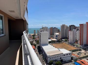 Varanda integrando suíte e sala com vista mar · Apartamento com 3 quartos, 2 vagas de garagem com Vista para o Mar no Meireles, Fortaleza Ceará