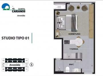 Planta humanizada final 20 - Estúdio (imagem ilustrativa - mobiliário e decoração n o incluídos) · Apartamento 1 quarto em Carianos, Florianópolis | Quintal Carianos - Avenida