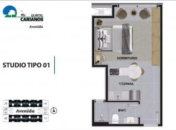 Planta humanizada final 6 - Estúdio (imagem ilustrativa - mobiliário e decoração n o incluídos) · Apartamento 1 quarto em Carianos, Florianópolis | Quintal Carianos - Avenida