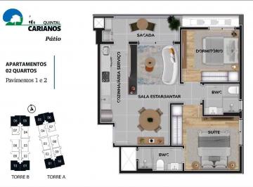 Planta humanizada final 1 - 2 quartos (imagem ilustrativa - mobili rio e decora o n o inclu dos) · Apartamento 2 quartos em Carianos, Florianópolis | Quintal Carianos - Pátio