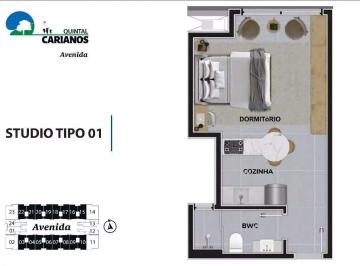 Planta humanizada final 9 - Estúdio (imagem ilustrativa - mobiliário e decoração n o incluídos) · Apartamento 1 quarto em Carianos, Florianópolis | Quintal Carianos - Avenida