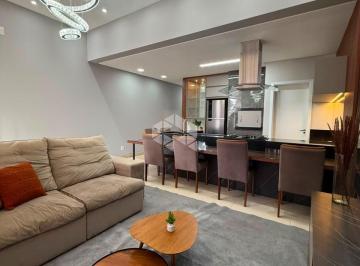 Casa · 74m² · 2 Quartos · 1 Vaga · Casa geminada 2 dormitórios, sendo 1 suíte, mobiliada e decorada com 74m² privativos na Zona Nova em
