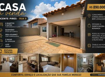 Casa de 4 quartos, Vicente Pires · Casa 4 Quartos 3 Suítes à Venda em Vicente Pires Rua 5|Lote 400m²|Closet|Escritório| Churrasqueira