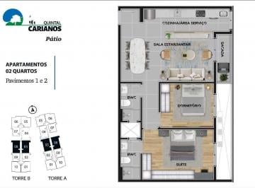 Planta humanizada final 8 - 2 quartos (imagem ilustrativa - mobili rio e decora o n o inclu dos) · Venda | Carianos | Apartamento 2 quartos (1 suíte)