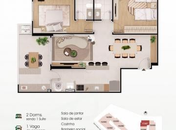 Apartamento · 86m² · 2 Quartos · 1 Vaga · Apartamento 2 dormitórios - Vila Caiçara, Praia Grande