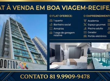 Apartamento de 1 quarto, Recife · FLAT Á VENDA NO EDF ROOFTOP 470 EM BOA VIAGEM-RECIFE/PE