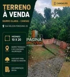 Terreno · 200m² · Página 1 Imóveis anuncia ótima opção de Terreno à Venda no bairro Olaria, Canoas