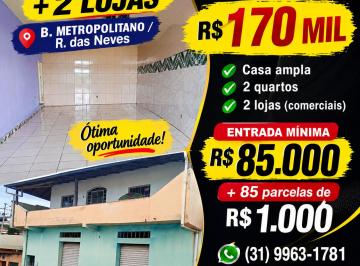 Casa de 2 quartos, Ribeirão das Neves · Casa de 2 Quartos com 2 LOJAS- Bairro Metropolitano, Ribeirão das Neves (ao lado do FLORENÇA)