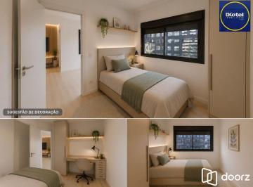 Sugestão de decoração por IA - mobilia e piso não inclusos. · Apartamento de 1 quarto e 1 vaga de garagem no GO CARLOS GOMES