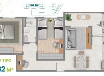 Apartamento · 56m² · 2 Quartos · 1 Vaga · Apartamento em Morumbi, Piracicaba/SP de 56m² 2 quartos à venda por R$ 238.400,00