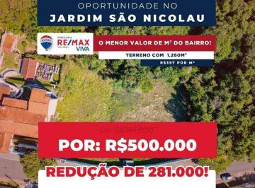 Terreno · 1260m² · Terreno para venda em Jd. São Nicolau de 1260.00m²