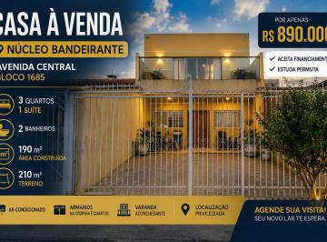 Casa de 3 quartos, Núcleo Bandeirante · Casa à Venda no Núcleo Bandeirante | 3 Quartos | 1 Suíte | 190m² | Financia | Aceita Permuta